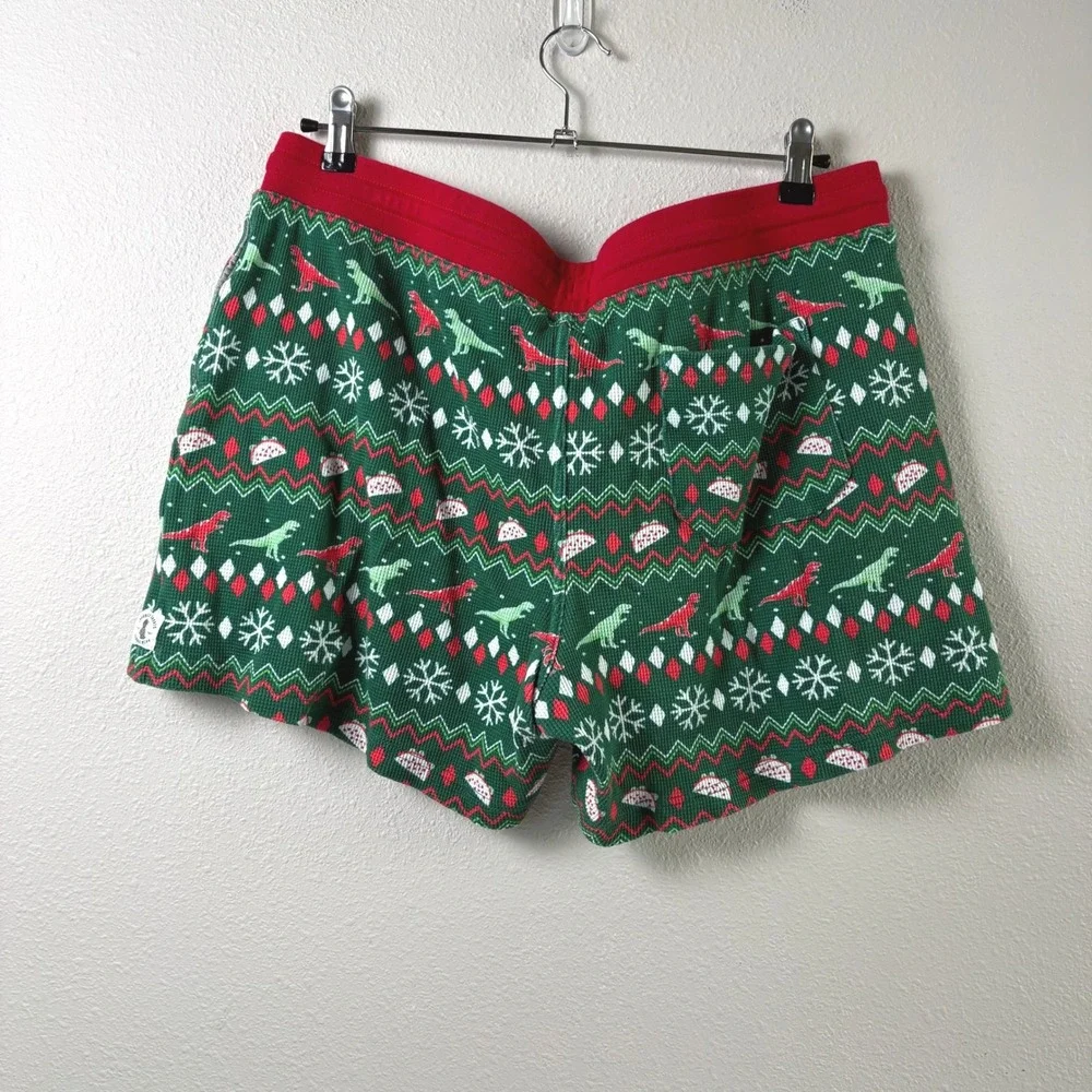 Chubbies Pajama Lounge Shorts Mens XL Green‎ Dinosaur Taco Waffle Knit Holiday
